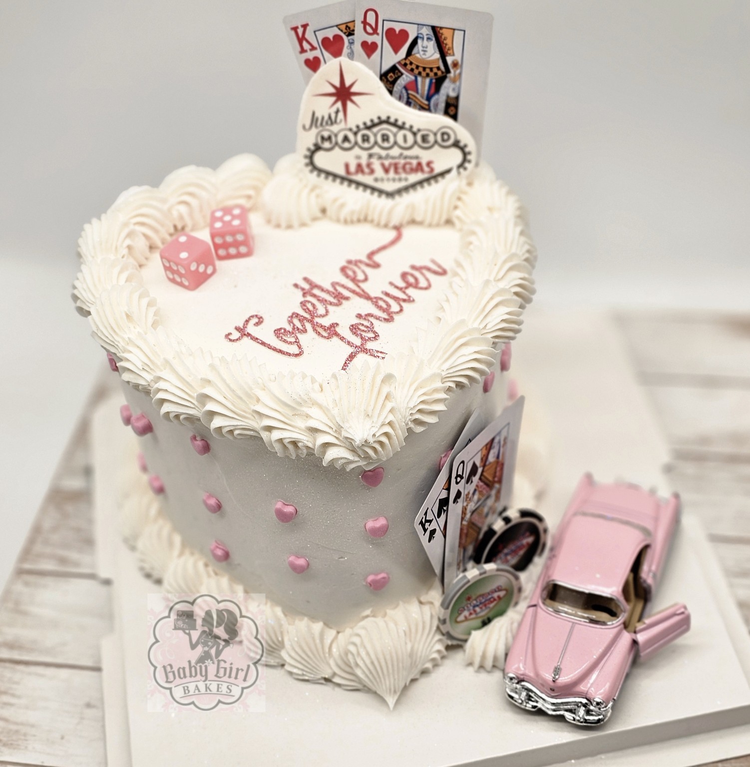 Just married Vegas heart cake