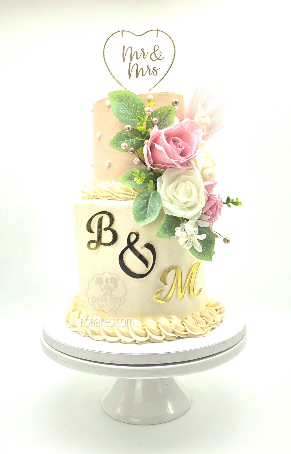 Blush floral wedding cake