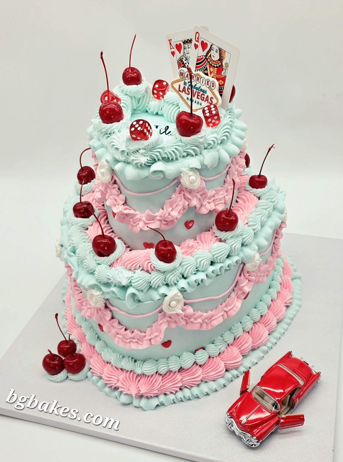 Just Married disco ball Vegas cake